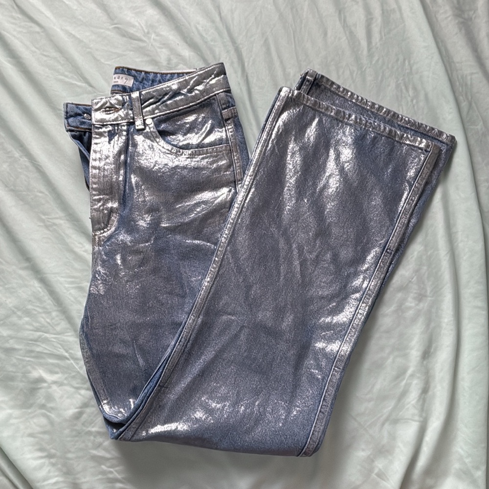 Metallic Silver Jeans